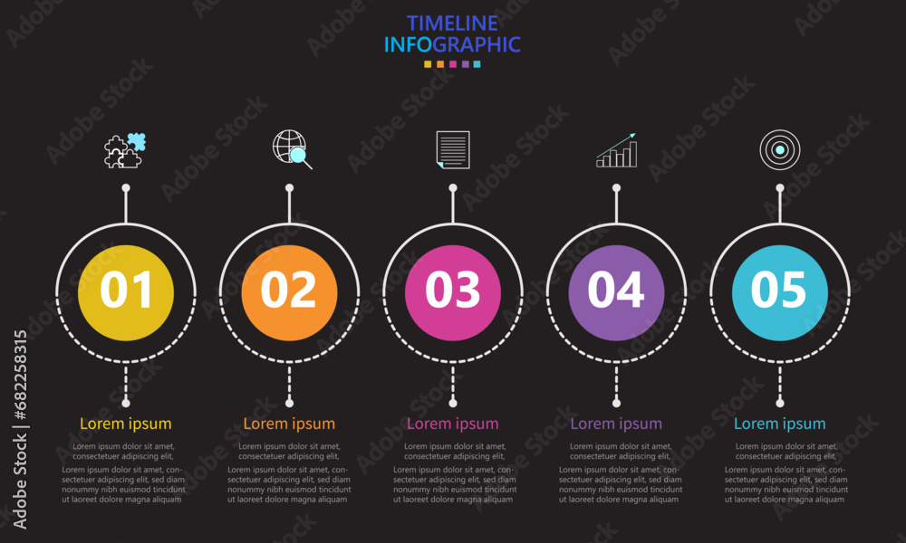 Poster infographic template for business. modern timeline infograph with 5 steps.