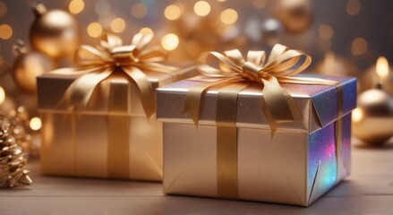 New year background with gift boxes. AI