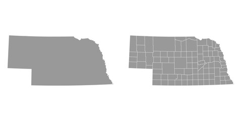 Nebraska state gray maps. Vector illustration.