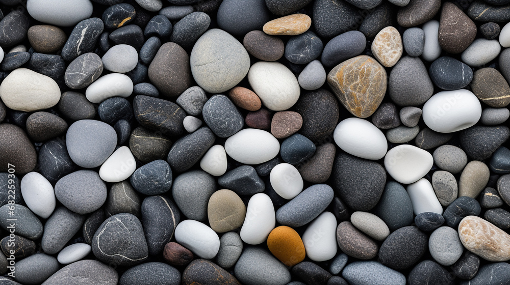 Canvas Prints White and grey pebbles on black sand beach, natural background