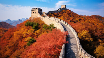 The Great Wall and Autumn Foliage