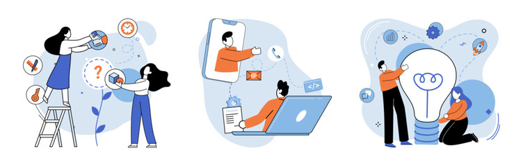 Business team vector illustration. Investment in communication tools enhanced teams ability to collaborate effectively The business team actively engaged with community, strengthening their network