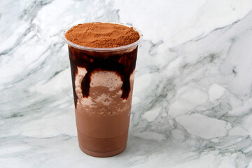 Freshly made chocolate flavored shake
