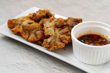 Chicharon Bulaklak or deep fried pork ruffle fat