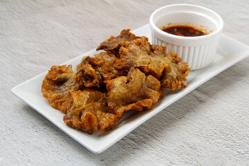Chicharon Bulaklak or deep fried pork ruffle fat