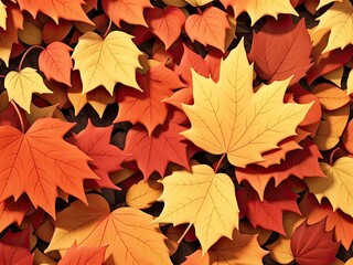 Naklejka na ściany i meble Background of autumn leaves produced with generative AI