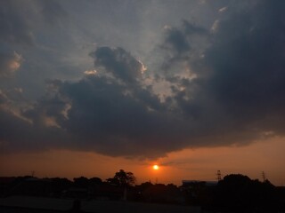sunset in the city