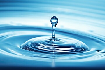 Blue elegance. Macro view of liquid circles and ripples in calm water background. Nature symphony. Abstract macro of clear water drops creating beautiful concentric