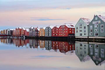 Obraz premium River Nidelva in Trondheim in the winter