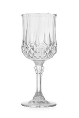 One stylish clean wine glass isolated on white