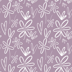 Fototapeta na wymiar Seamless floral pattern flower shape doodle plant abstract background