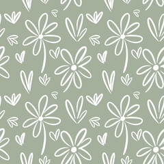 Seamless floral pattern flower shape doodle plant abstract background