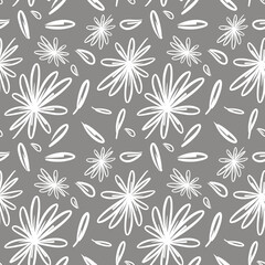 Seamless floral pattern flower shape doodle plant abstract background