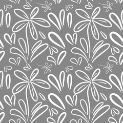 Seamless floral pattern flower shape doodle plant abstract background