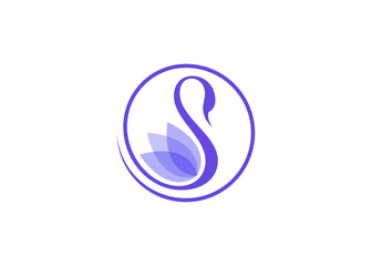 Abstract creative swan logo for beauty/beauty spa, spa brand, Beauty spa icon illustration with swan and lotus flower