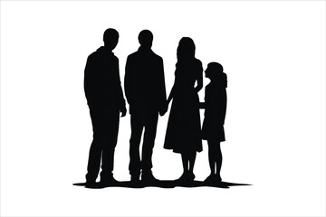 Silhouette of a parent and child, Silhouette of a family, Silhouettes of people in poses, silhouette of a couple