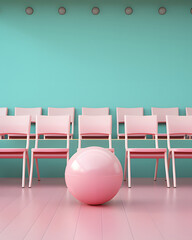 interior of a modern office with huge pink ball.Creative minimal interior concept
