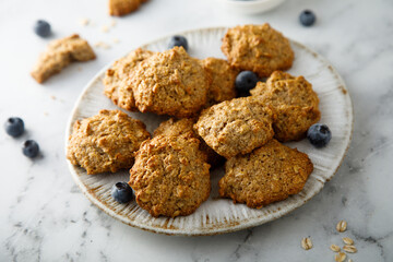 Homemade oatmeal cookies with blueberry