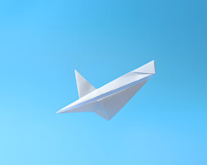 paper airplane on blue background.Creative fun summer concept