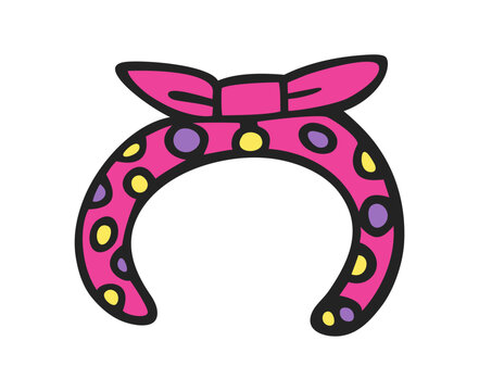 Headband with bow. Pink color. Hairband wit ribbon.
