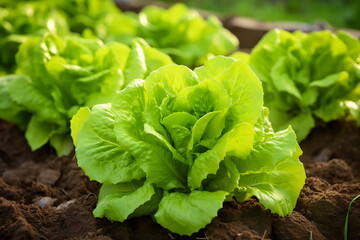 Fresh lettuce in a vegetable garden created with Generative Ai