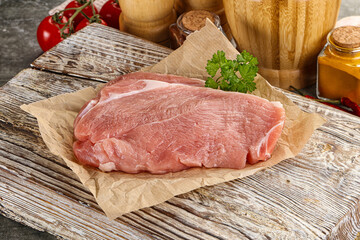 Raw pork schnitzel for cooking
