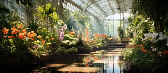 In the lush garden filled with vibrant flowers and an abundance of vegetation, the third person admired the natural beauty of the park, greenhouse, and all the plants thriving harmoniously in their