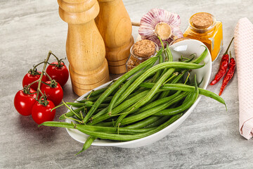 Raw green bean string uncooked