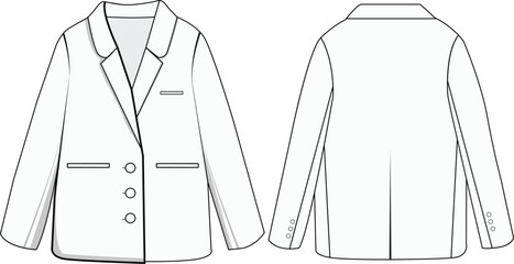  blazer Vector  line art outline breasted blazer collection  for size charts blazer  illustration mockup design