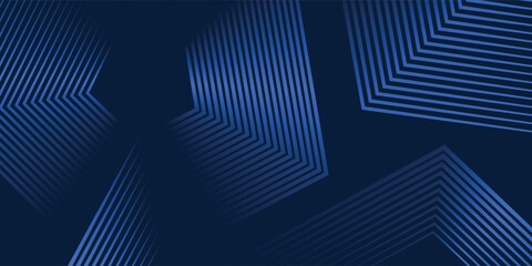 Dark blue background. Modern lines curves abstract presentation background. Luxury paper cut background - obrazy, fototapety, plakaty