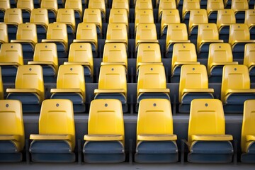 row of seats in an empty university football stadium