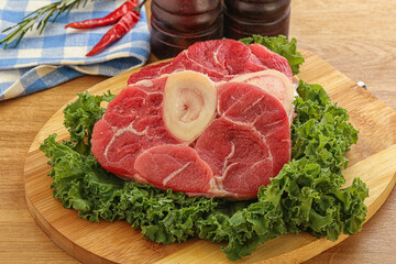 Raw ossobuco beef meat for cooking