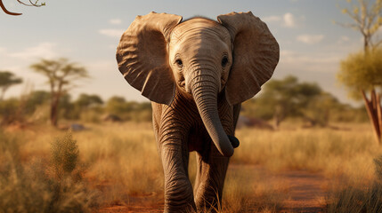 Fototapeta na wymiar African elephant calf 8K created with Generative Ai