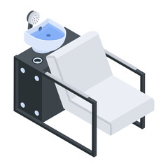 Barber Shop Interior Isometric Icon