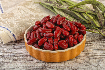 Baked red canned bean in the bowl