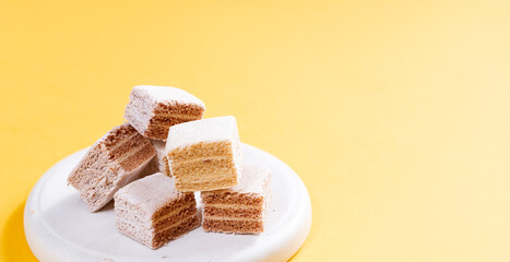 Apple pastil on a light background. Place for text