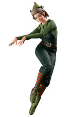 3D Rendering Christmas Helper on White