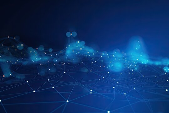 Concept of communication network technology internet business. Blue background.