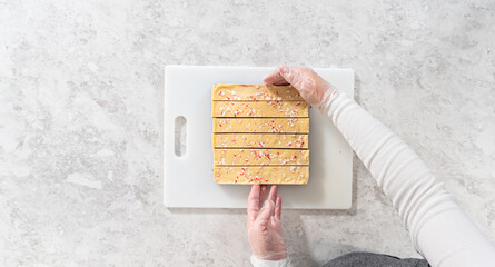 Homemade candy cane fudge