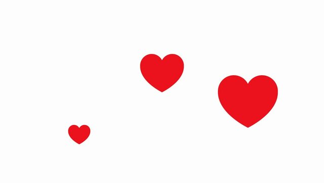 red hearts flying icon, love animation with red hearts icon, social media, celebration.