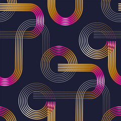 Seamless Pattern of Flowing Geometric Forms  - 682284170