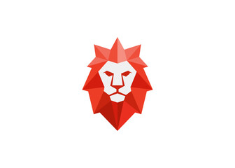 Abstract geometric lion illustration, polygonal lion head logo vector