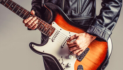 Electric guitar, guitarist, musician rock. Guitar acoustic. Play the guitar. Live music. Music...