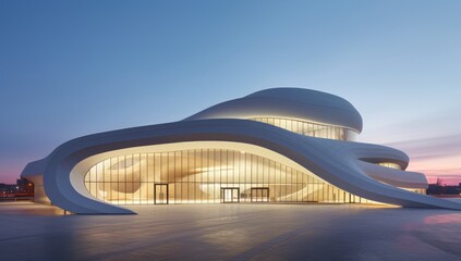 A Majestic White Building With a Graceful Curved Roof