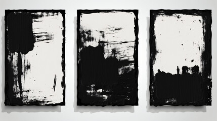 Grunge backgrounds set. Brush black paint ink stroke