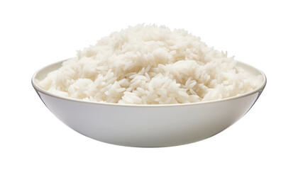 rice in a bowl isolated on transparent background cutout