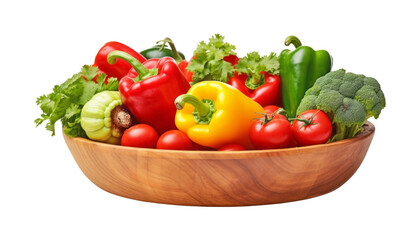 vegetables in a basket isolated on transparent background cutout