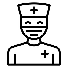 Nurse with Mask Line Icon