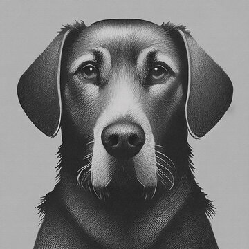 Retrato en blanco y negro de un perro. Perro de raza Kangal Dog