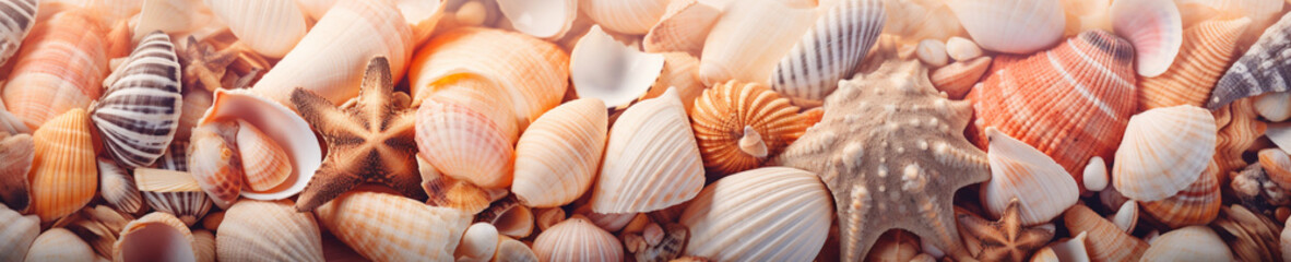 seamless seashell background banner 5:1